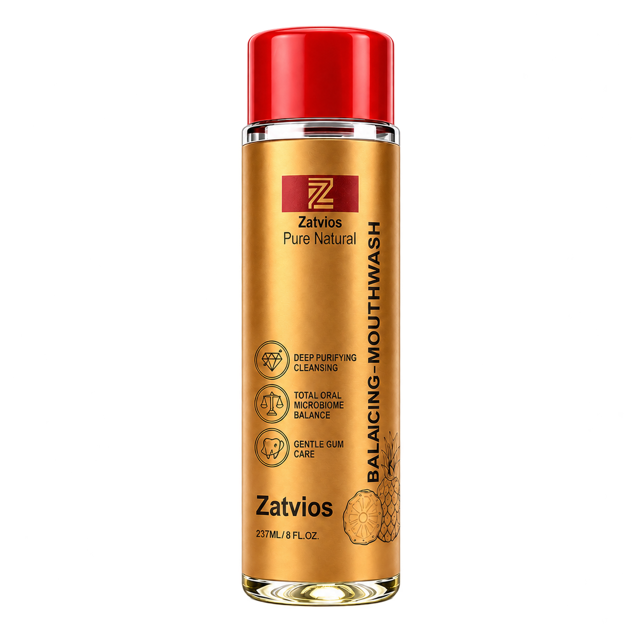 Zatvios Pineapple Lemon gold bottle, 237 mL