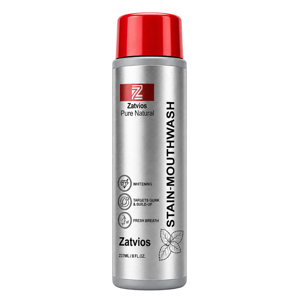 Zatvios Mint silver bottle, 237 mL